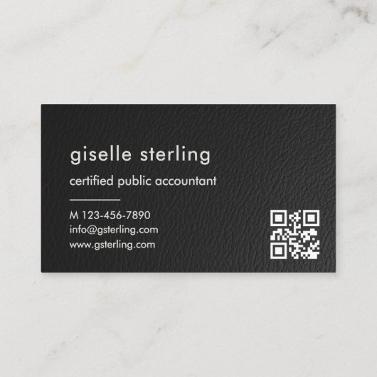 Bookkeeper Accountant CPA Faux Leather QR Code  名刺 (裏面)