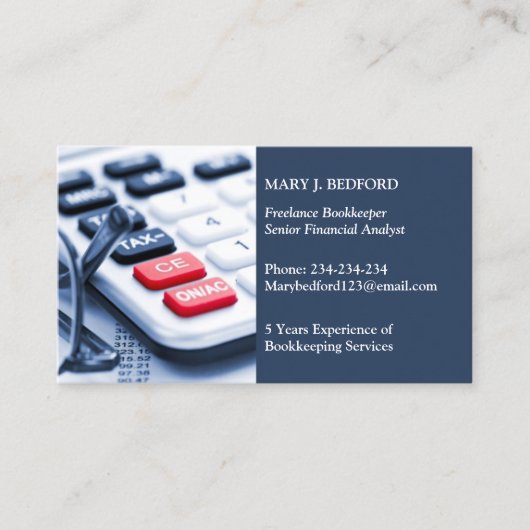 Bookkeeping Services Business Card Template 名刺 (正面)