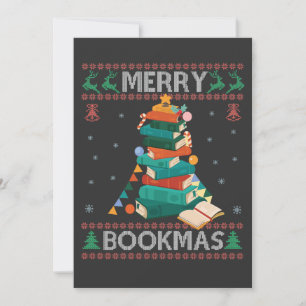 Bookmas醜いメリークリスマススおもしろいターライブラリギフト 招待状