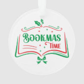 Bookmas Time Reading Book Lover Holiday Print Appa オーナメント (裏面)