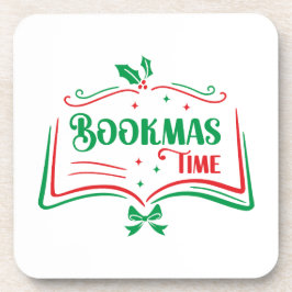Bookmas Time Reading Book Lover Holiday Print Appa コースター