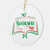 Bookmas Time Reading Book Lover Holiday Print Appa セラミックオーナメント (左)
