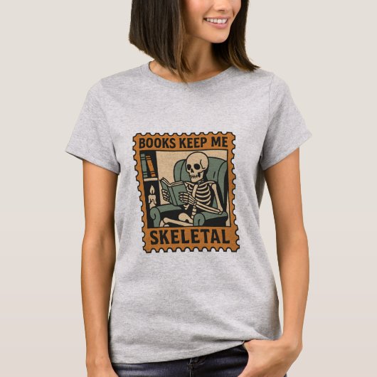 Books 保 Me Skeletal – スケルトン読ズ Tシャツ (正面)