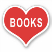 BOOKS 赤いハート ビニールステッカー シール (正面)