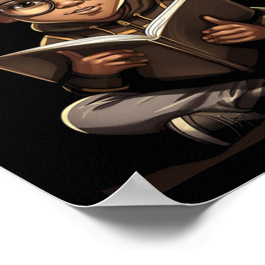 Book's Afro 読 African American Reader Bookworm ポスター (角)