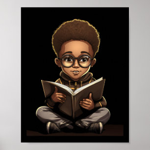 Book's Afro 読 African American Reader Bookworm ポスター