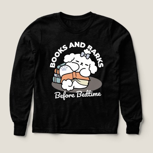 Books and Barks – Cute Sleepy Dog Reading Design (デザイン正面)