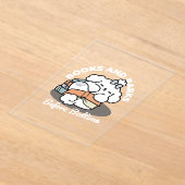 Books and Barks – Cute Sleepy Dog Reading Design アクリル招待状 (レイダウン)