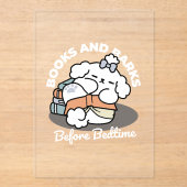 Books and Barks – Cute Sleepy Dog Reading Design アクリル招待状 (正面)