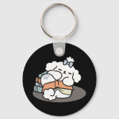 Books and Barks – Cute Sleepy Dog Reading Design キーホルダー (裏面)