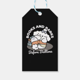 Books and Barks – Cute Sleepy Dog Reading Design ギフトタグ