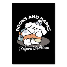 Books and Barks – Cute Sleepy Dog Reading Design テーブルナンバー