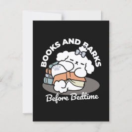 Books and Barks – Cute Sleepy Dog Reading Design ポストカード