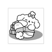 Books and Barks – Cute Sleepy Dog Reading Design ラバースタンプ (インプリント)