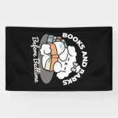 Books and Barks – Cute Sleepy Dog Reading Design 横断幕 (横)