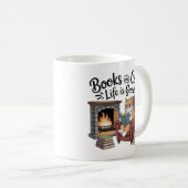 Books And Cats Life Is Good Funny Coffee Mug Cat L コーヒーマグカップ (正面右)