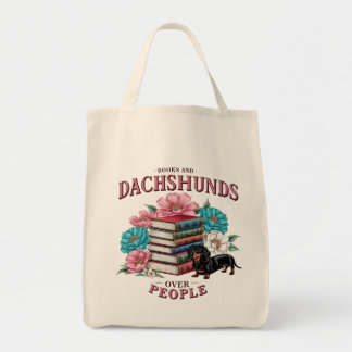 Books and Dachshunds Over People Floral Book Lover トートバッグ