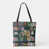 Books and Flowers on Bookshelf トートバッグ (裏面)