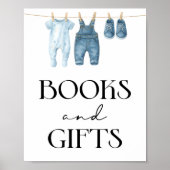 Books and Gifts Denim Blue Jean Baby Shower ポスター (正面)