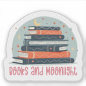 Books and Moonlight Sticker シール (正面)