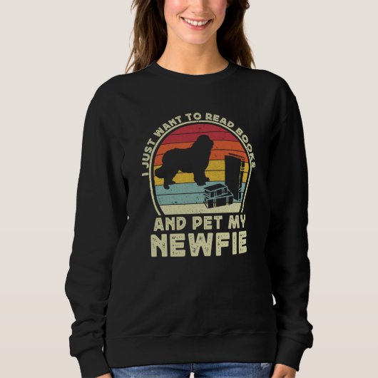 Books And Newfie For Men Women Newfoundland Dog Da スウェットシャツ (正面)