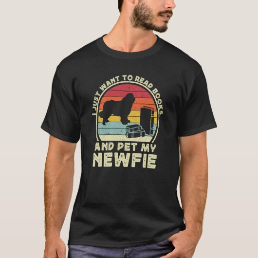 Books And Newfie For Men Women Newfoundland Dog Da Tシャツ (正面)