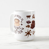 Books and Tea Cozy Reader Graphic コーヒーマグカップ (正面左)
