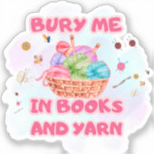 Books and Yarn Crochet Basket Art シール (正面)