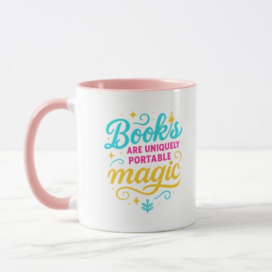 “Books Are Magic”   Quote & Sparkles マグカップ (左)