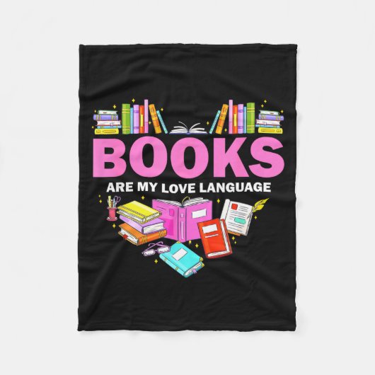 Books Are My Love Language Reading Lover Librarian フリースブランケット (正面)
