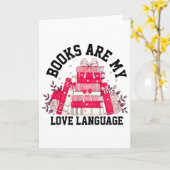 Books Are My Love Language Valentine Book Club Boo カード (黄色い花)