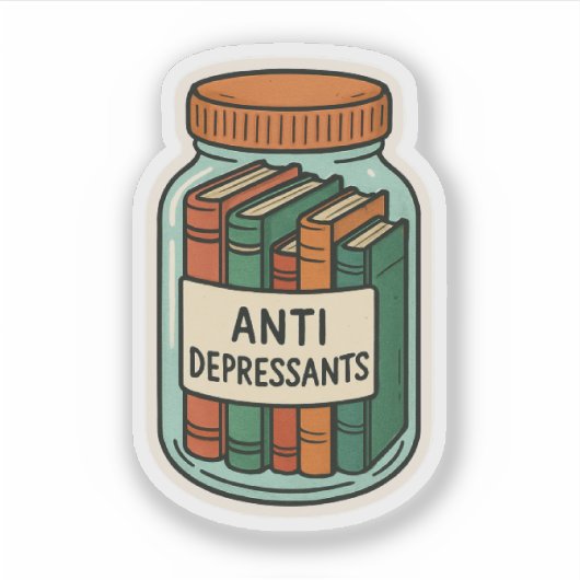 Books as Antidepressants Jar シール (正面)