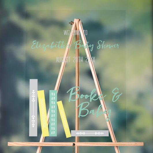 Books Baby Shower アクリルサイン (ニュートラル)