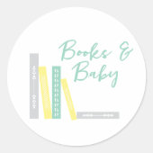 Books Baby Shower ラウンドシール (正面)