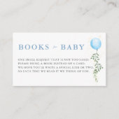 Books Blue Balloon Soft Greenery Boy Baby Shower エンクロージャーカード (正面)