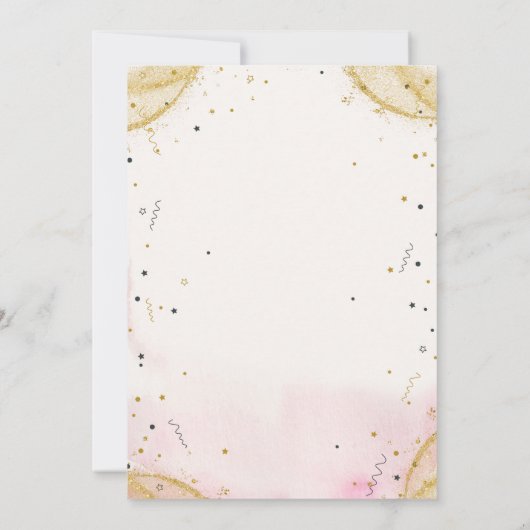 Books Bow Confetti Watercolor 1st Birthday  招待状 (裏面)