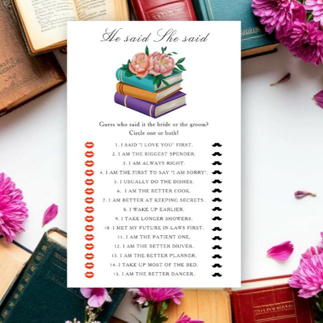 Books bridal shower - He said she said game (クリエイターアップロード済み)