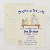 Books & Brunch Blue Baby Shower 招待状 (正面/裏面)