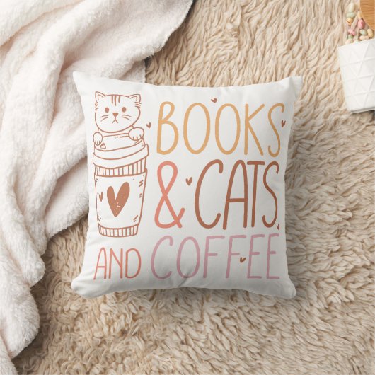 Books Cats Coffee クッション (ブランケット)