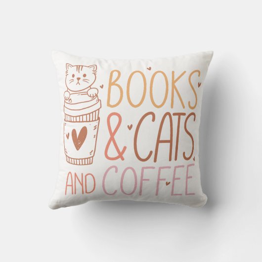 Books Cats Coffee クッション (裏面)