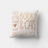 Books Cats Coffee クッション (正面)