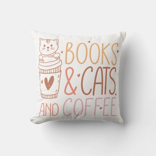 Books Cats Coffee クッション (正面)
