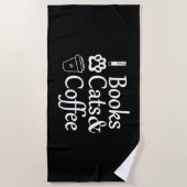 Books Cats & Coffee ビーチタオル (正面)