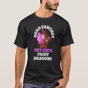 Books Cats Dragons Bookwormファンタジーウィザード Tシャツ