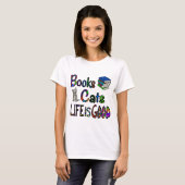 Books Cats Life Is Good T Shirt Tシャツ (正面フル)
