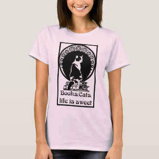 Books,cats,life is sweet tシャツ