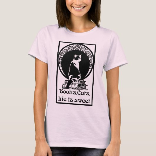 Books,cats,life is sweet tシャツ (正面)