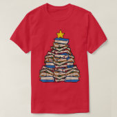 Books Christmas Tree Reading Xmas PJs Teacher Libr Tシャツ (デザイン正面)