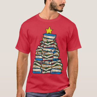 Books Christmas Tree Reading Xmas PJs Teacher Libr Tシャツ