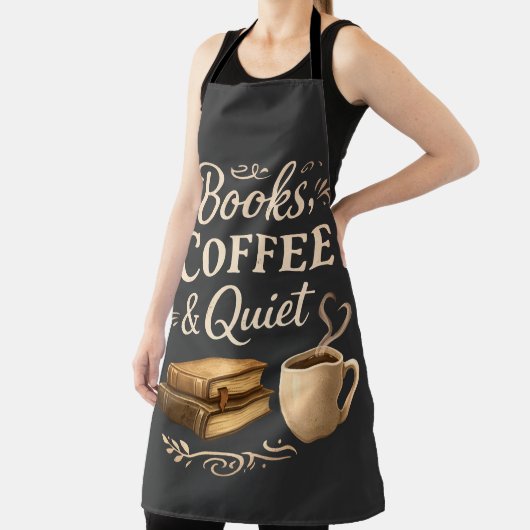 Books, Coffee & Quiet – Dark Academia Book Lover エプロン (インサイチュ)